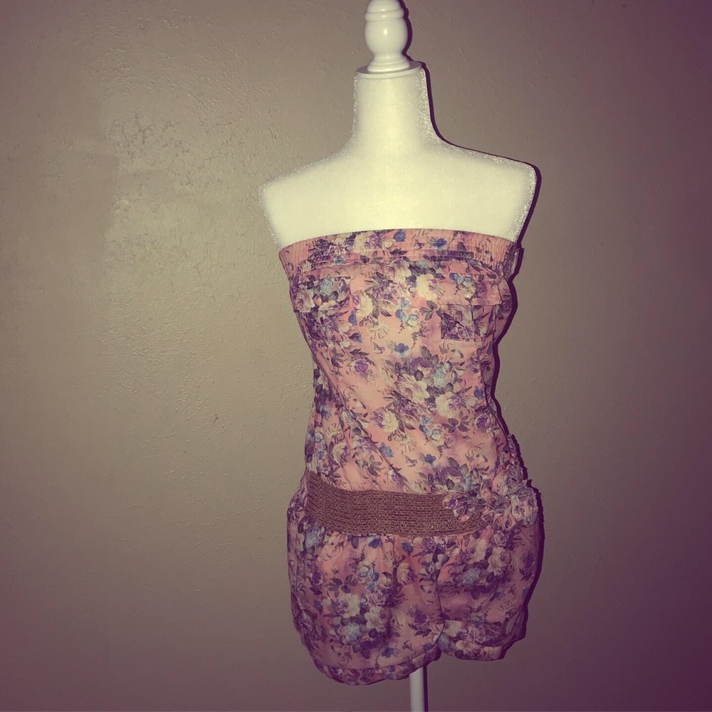 Floral pink romper